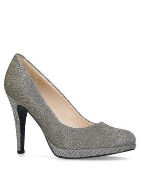 Nine West Silver Glitter Platform High Heels